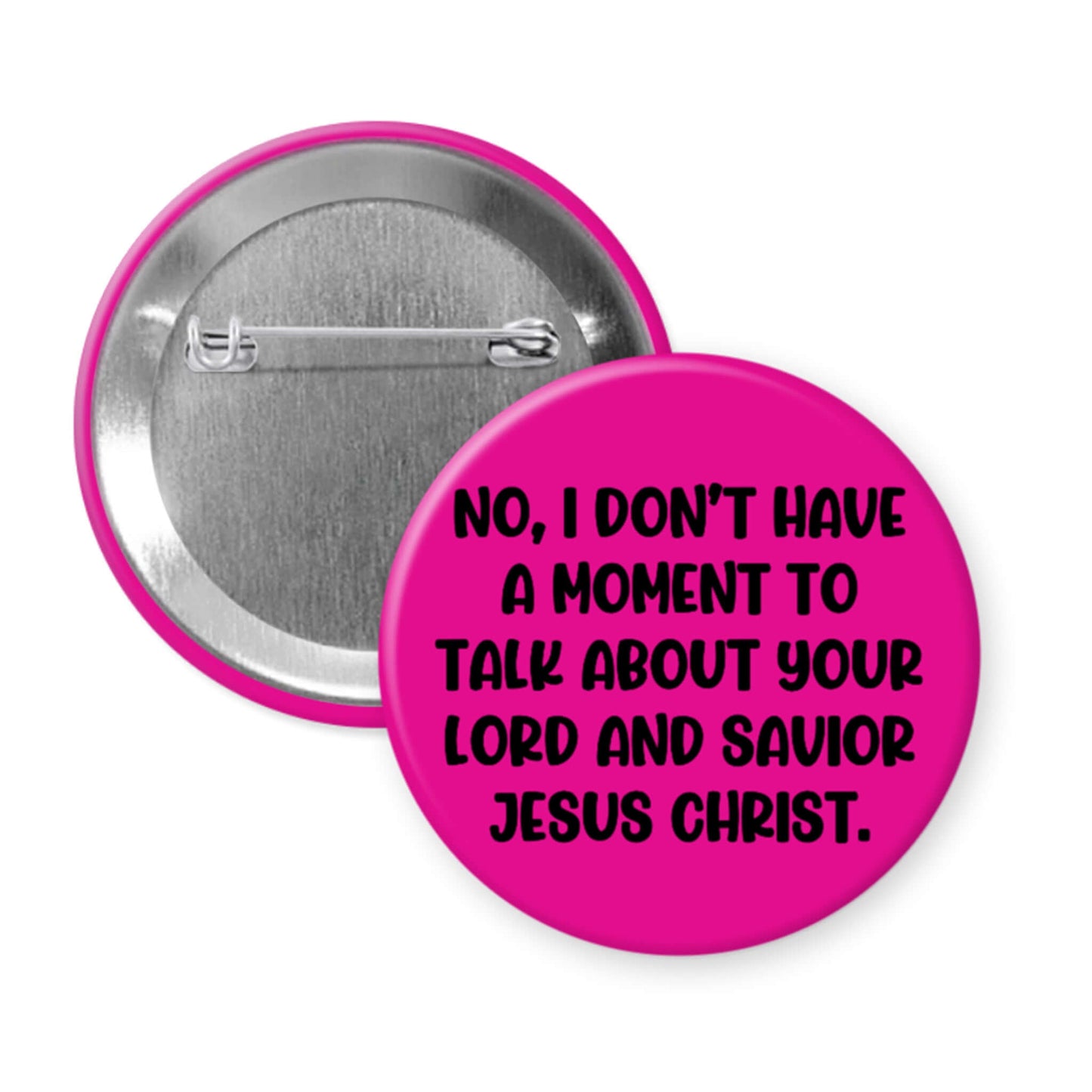 Pink button with black text on a white background