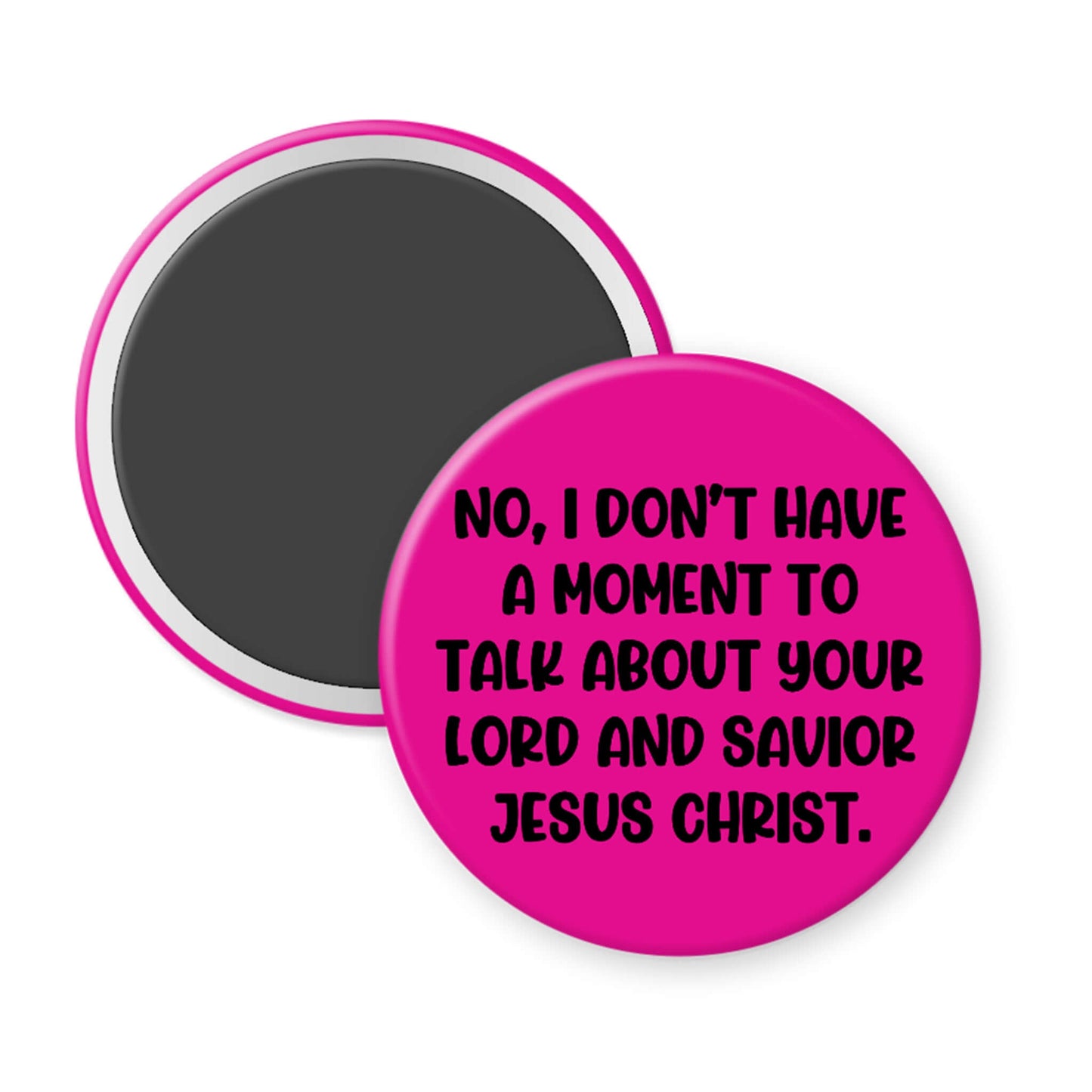 Pink button with black text on a white background