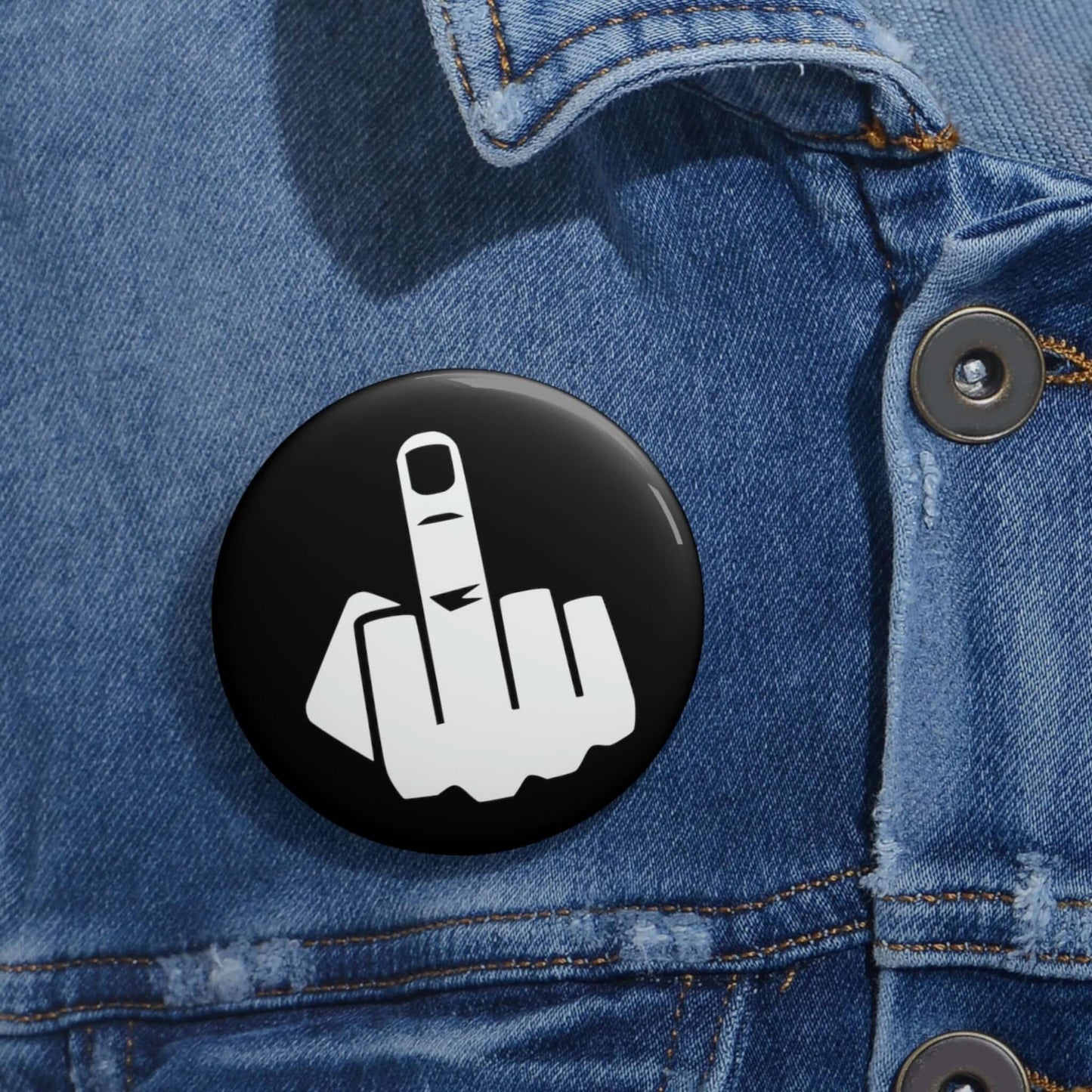 Middle finger flip off pinback button