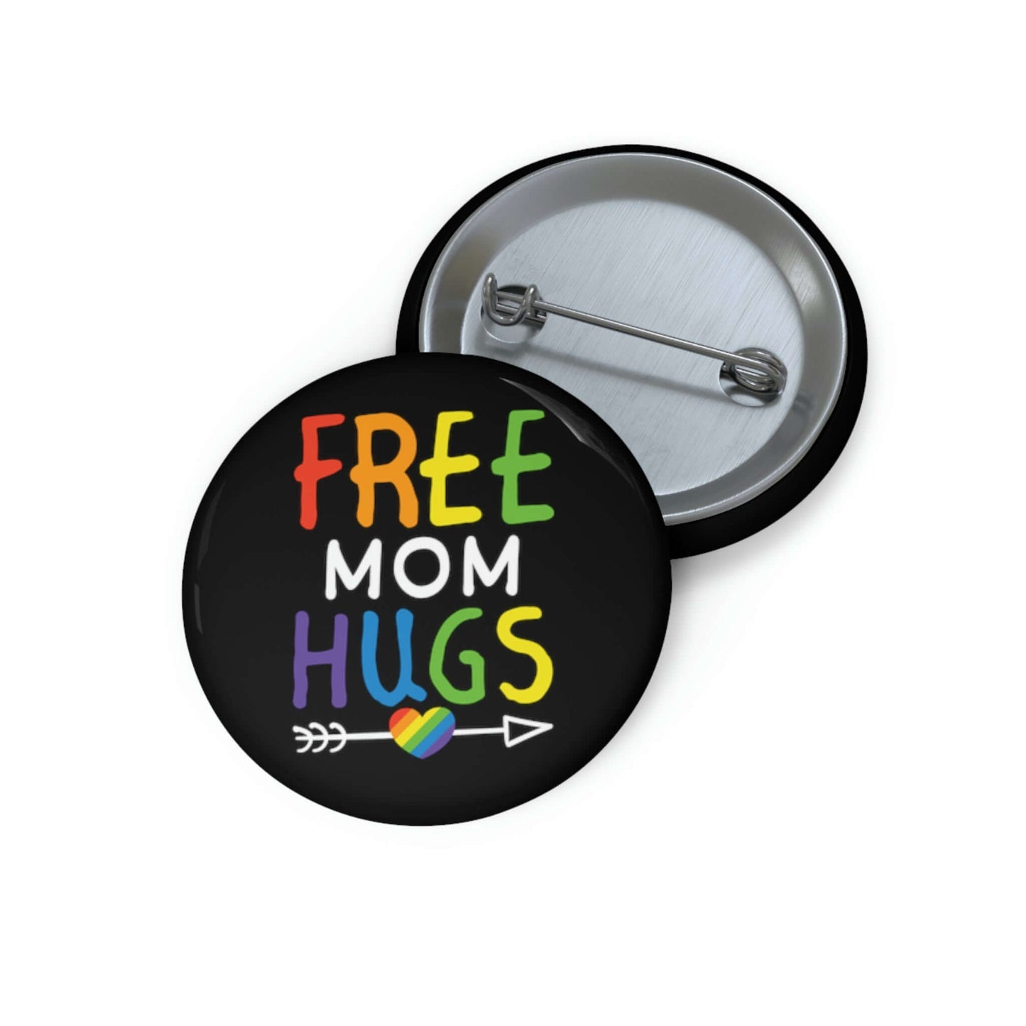Free Mom hugs LGBTQ ally pinback button