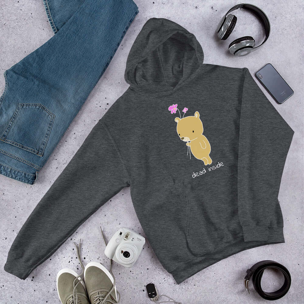 Dead inside sarcastic cute bear hoodie