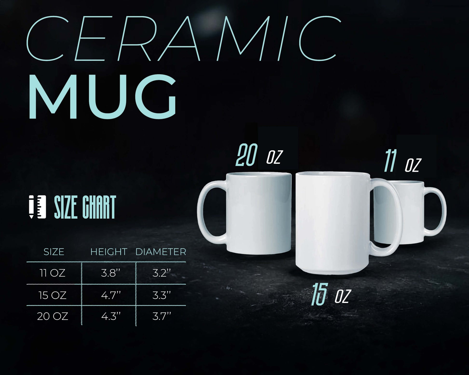 Witticisms r us ceramic coffee mug size chart infographic.