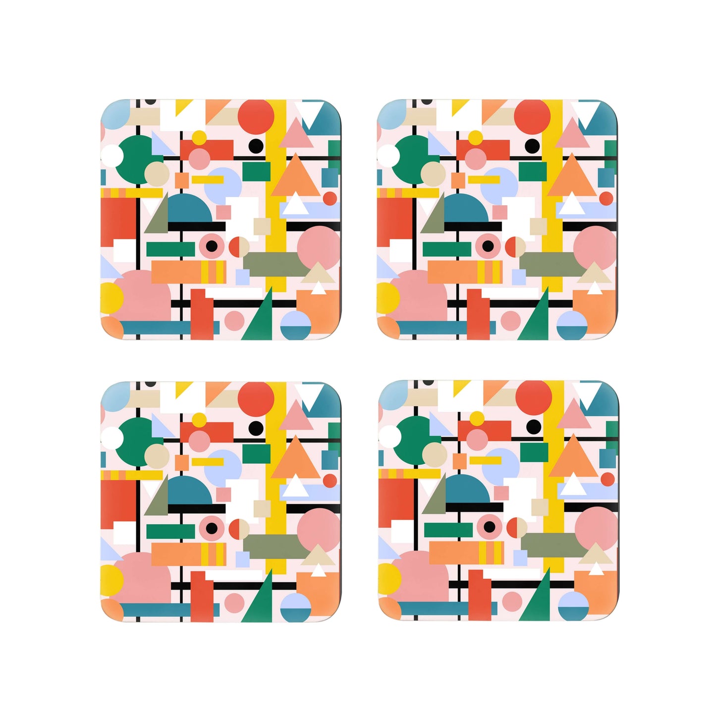 Mid Century Modern MCM abstract shapes coasters