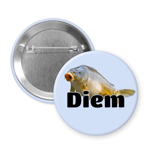 Button badge with a fish illustration and the name 'Diem' on a white background