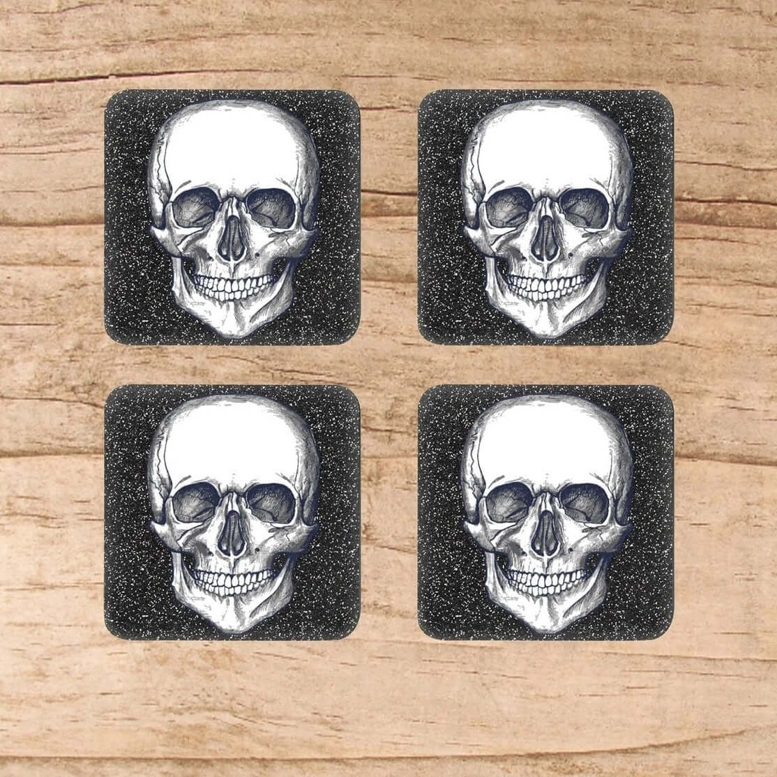 Skull coaster set of 4 cork backed coasters.