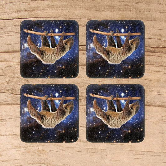 Sloth in space coaster set of 4