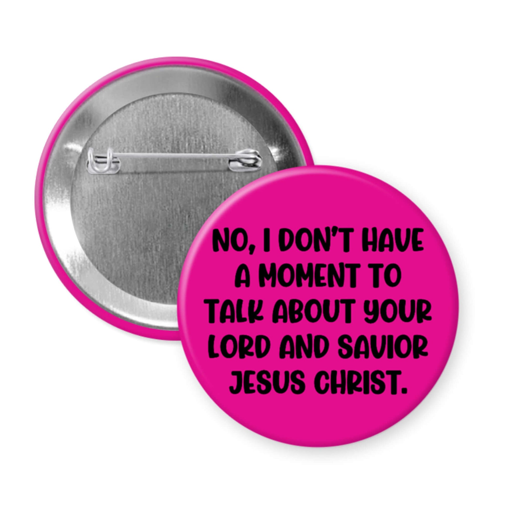 Pink button with black text on a white background