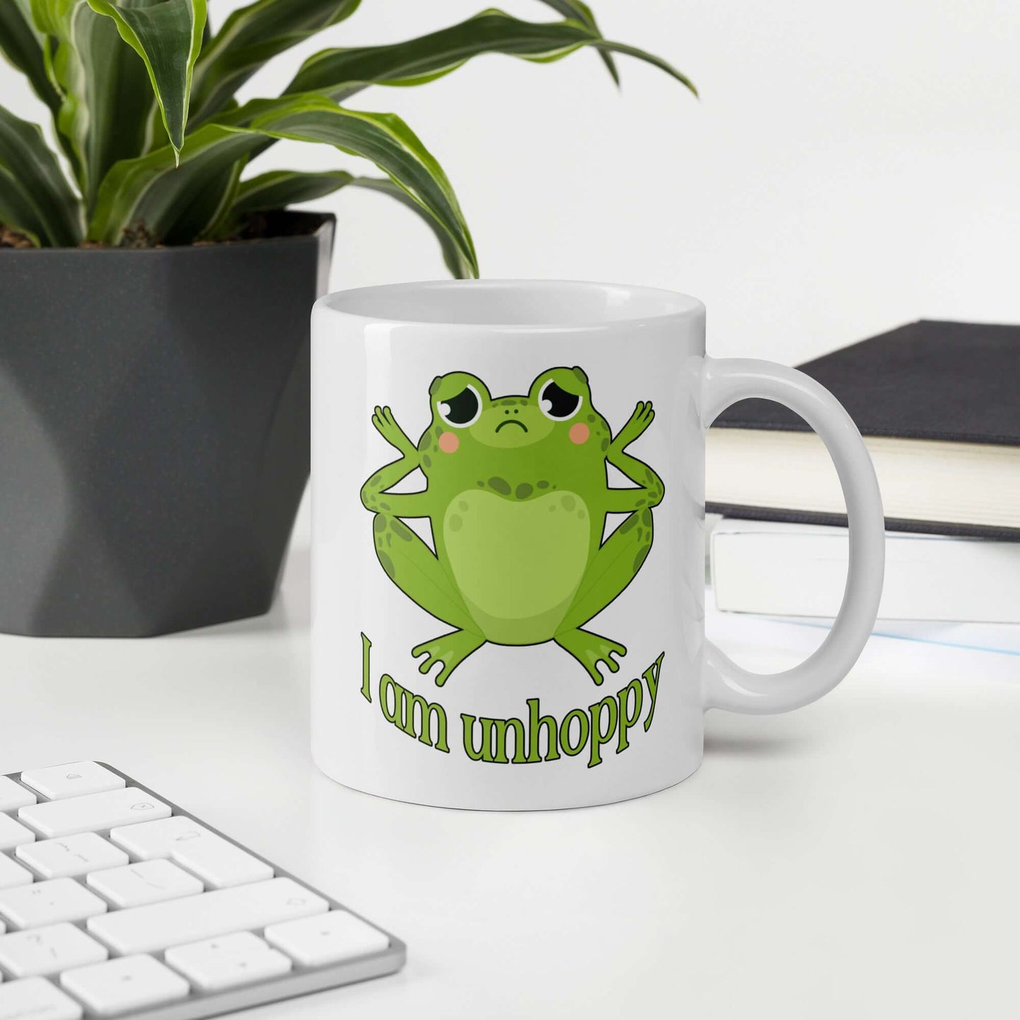 I am unhoppy sad frog unhappy pun mug