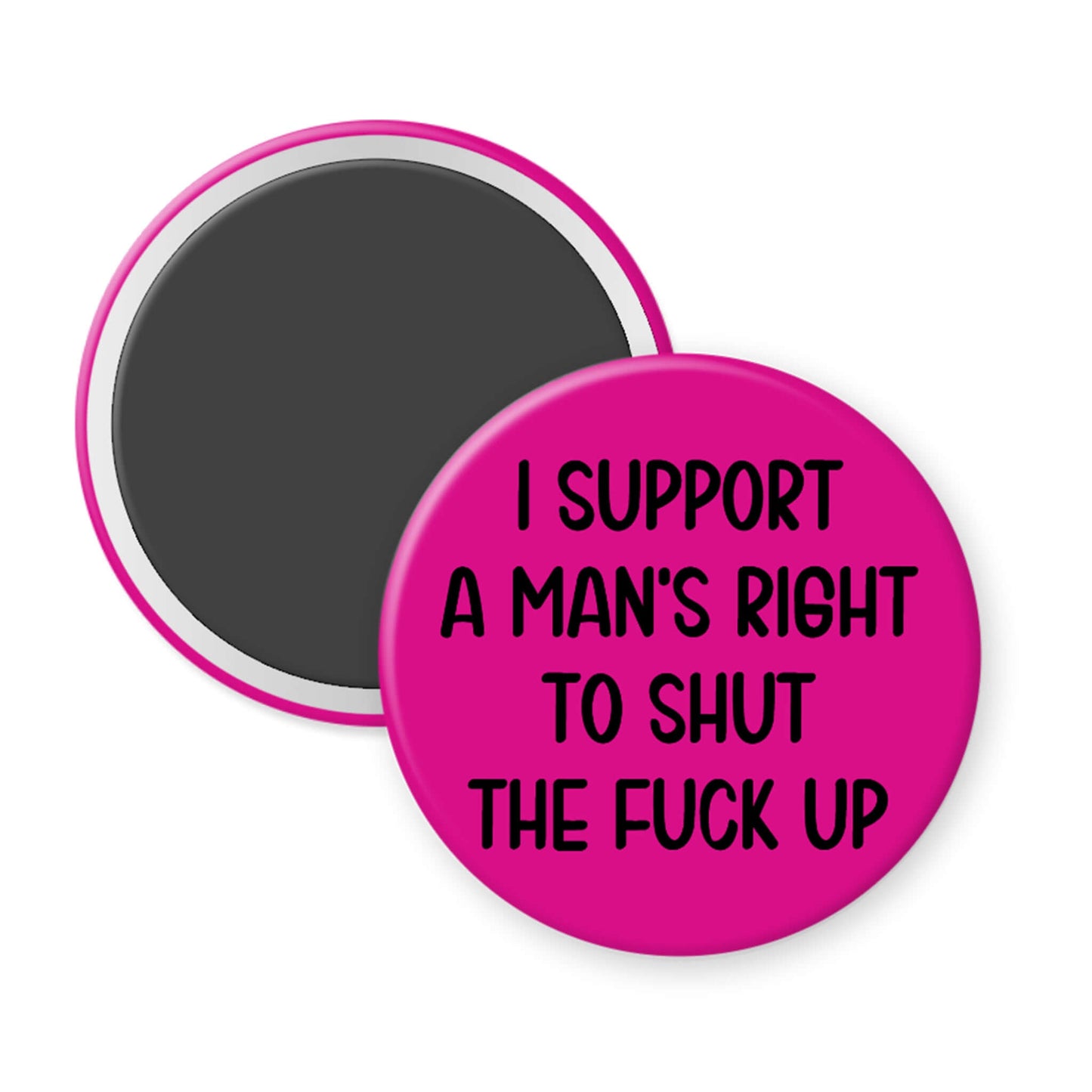 Pink button with black text on a white background