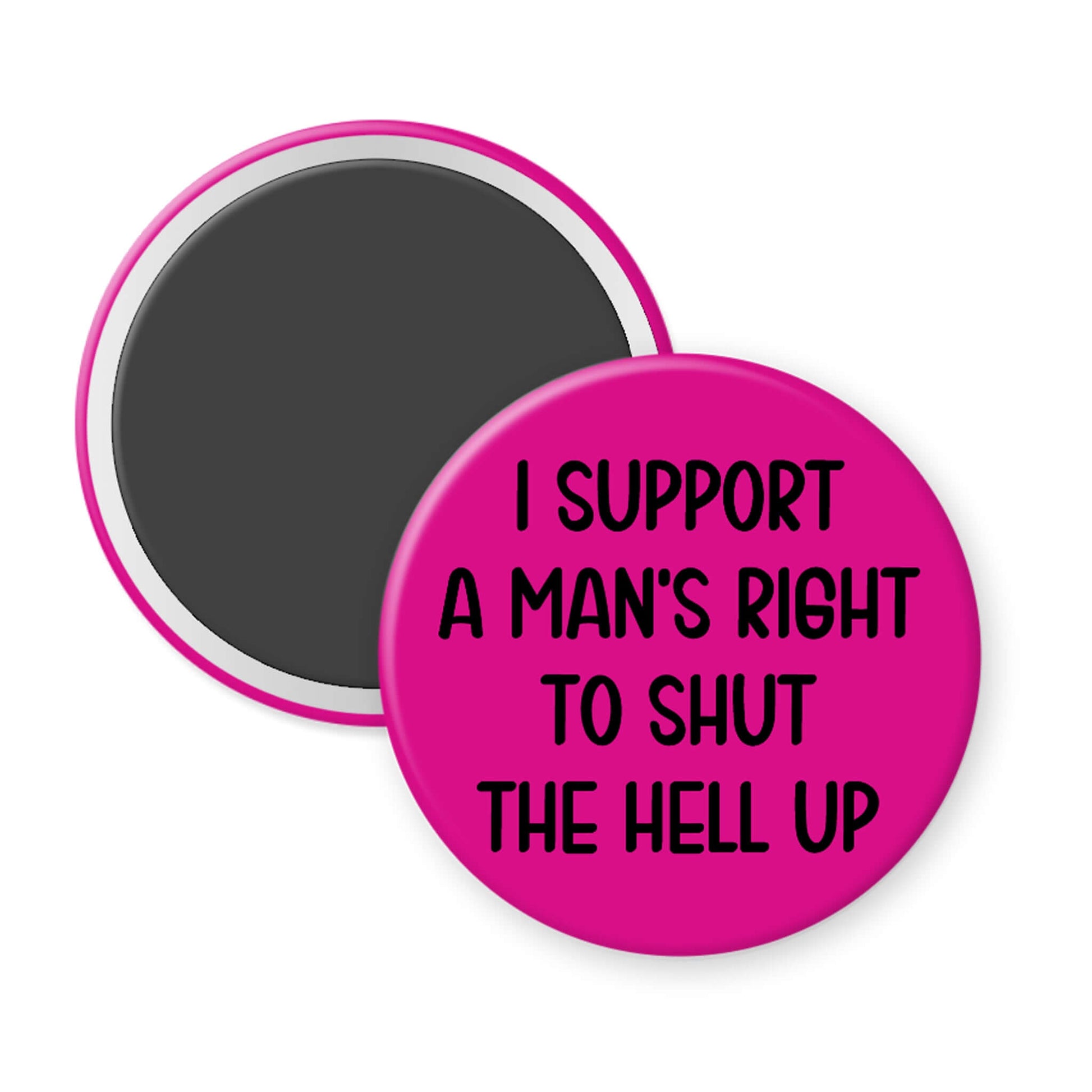 Pink button with black text on a white background