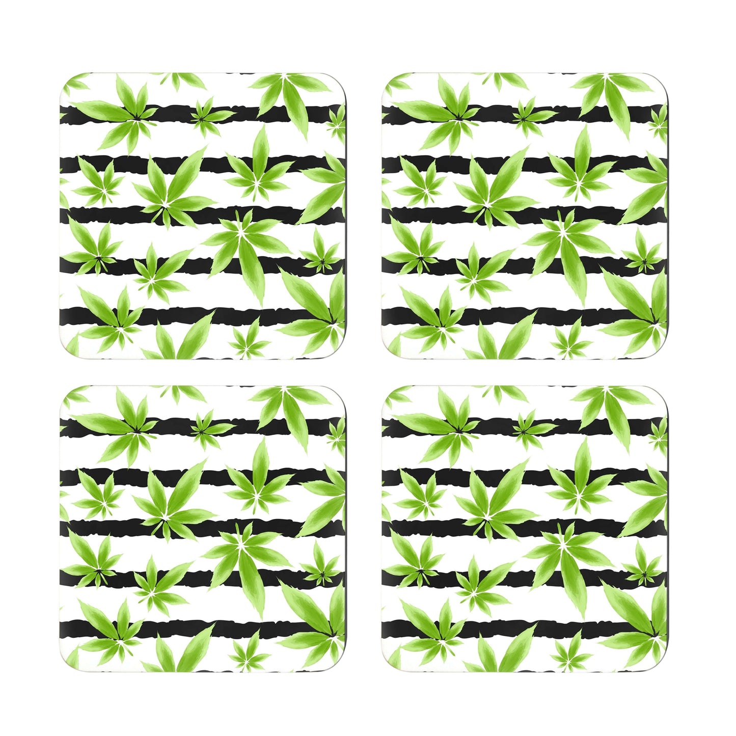 Marijuana leaf print coaster set of 4.