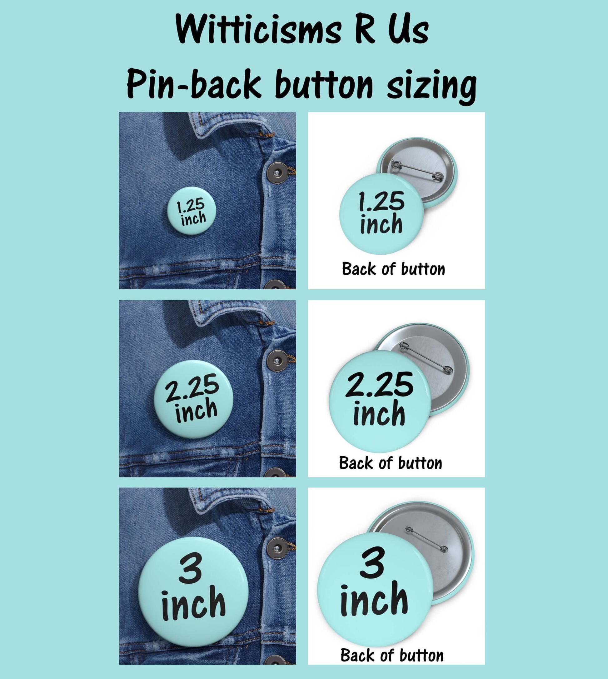 Button Sizes, Pinback Button Sizes