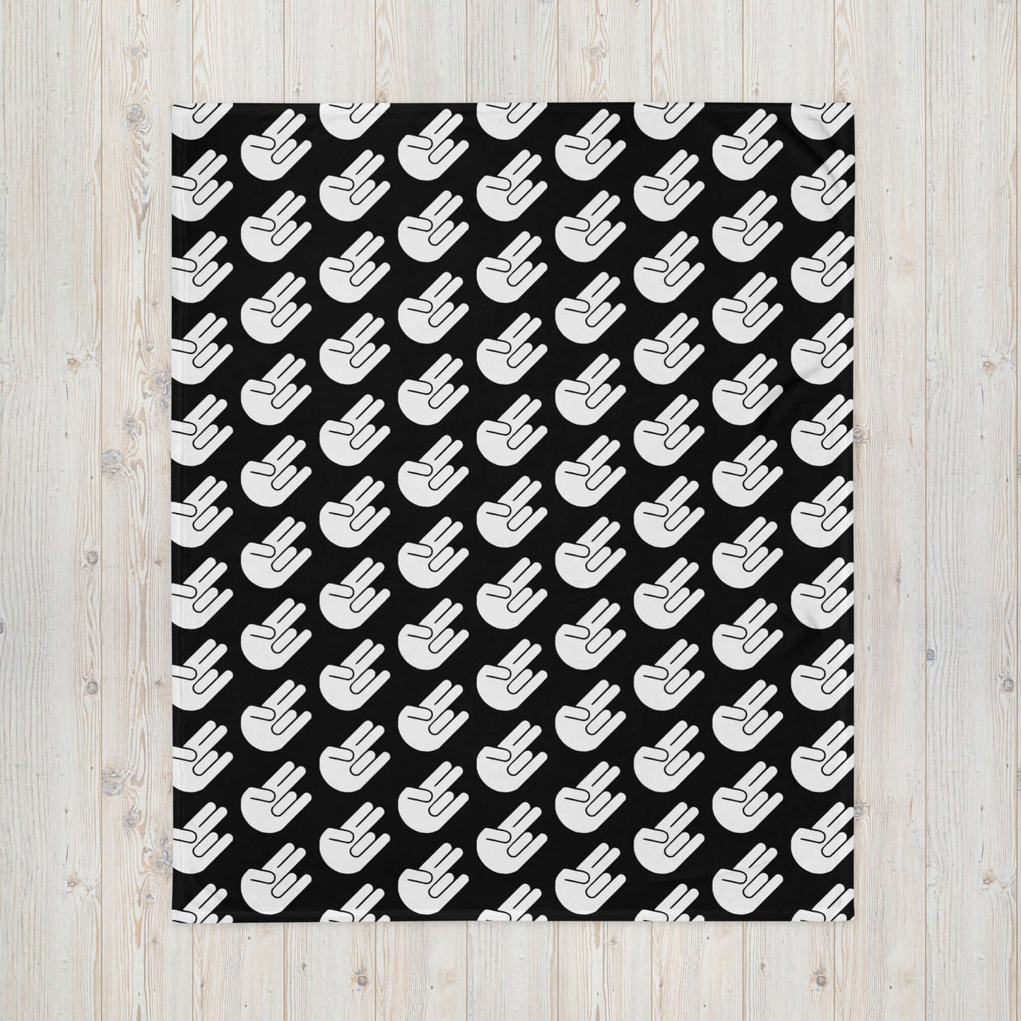 Black fleece throw blanket with image of The Shocker printed all over.