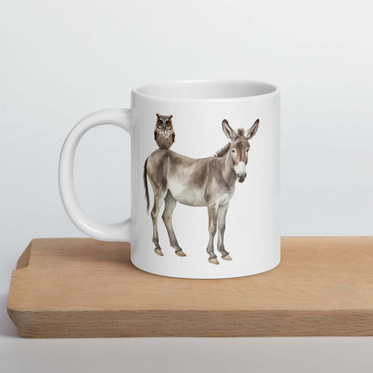 Donkey owl sarcastic pun mug
