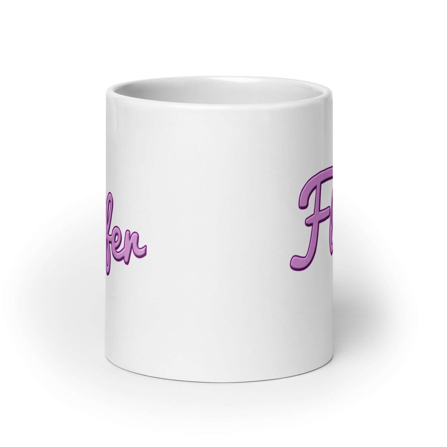 Fluffer ceramic coffee mug.