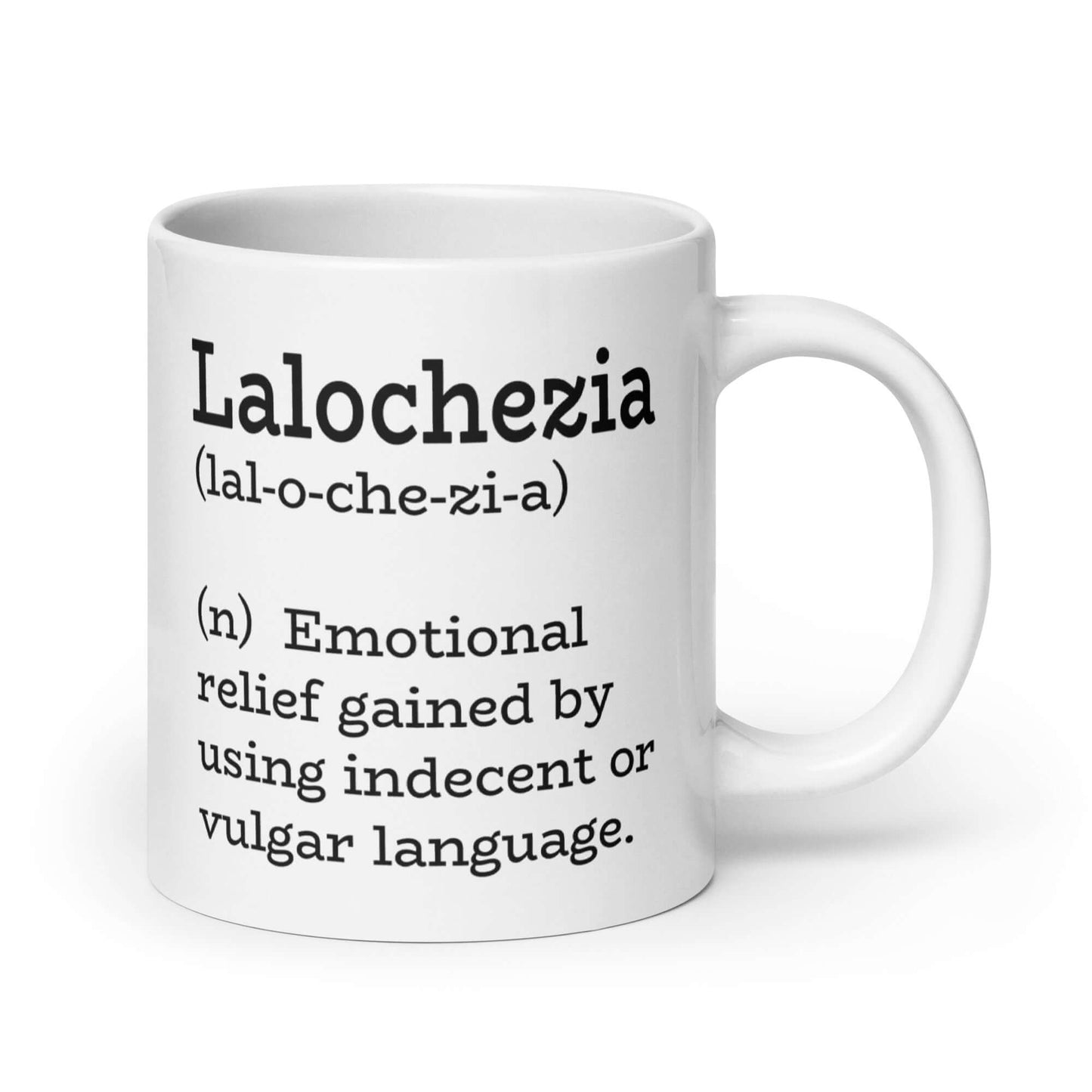 Lalochezia rare word definition mug.