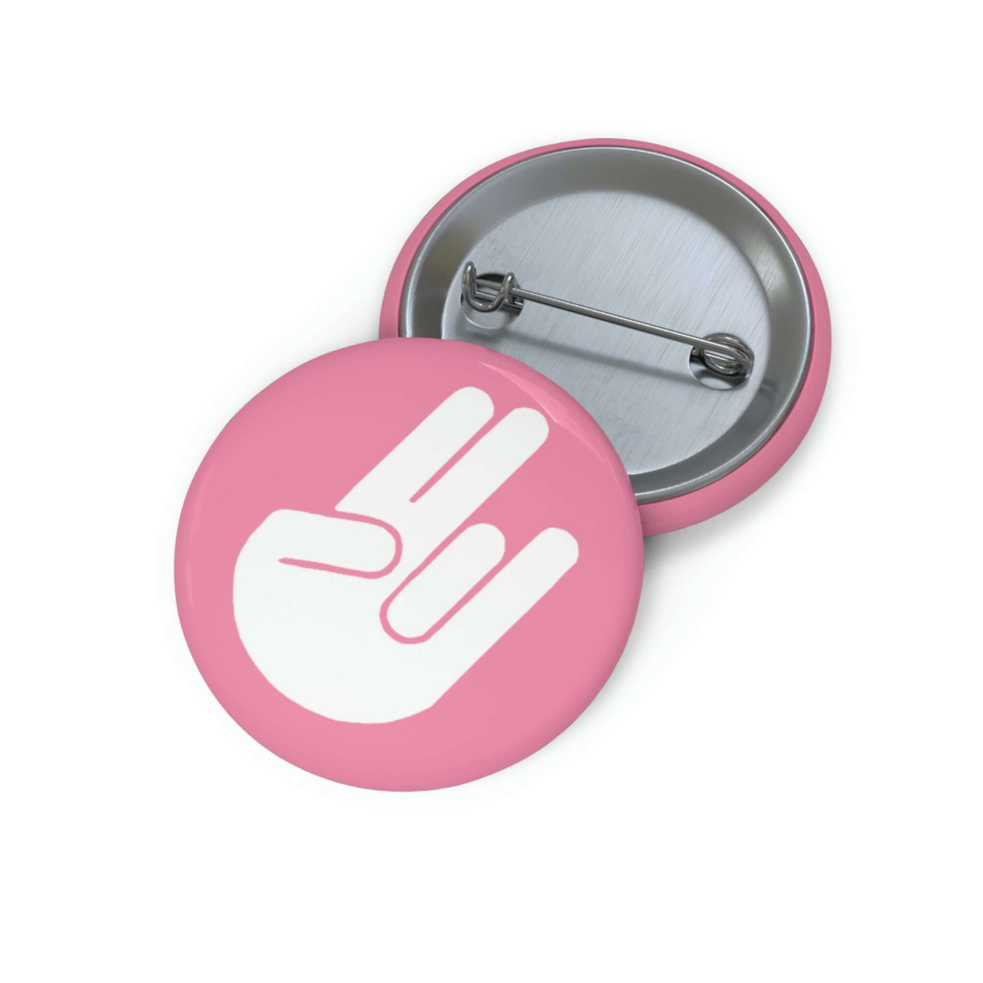 The shocker symbol on pink background pinback button.