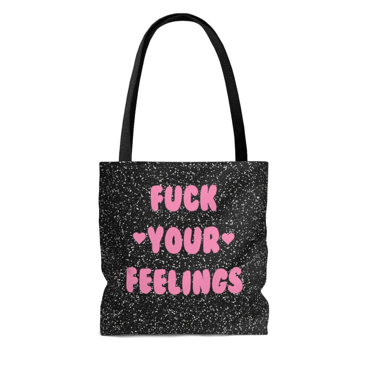 Fuck your feelings pink heart printed tote bag