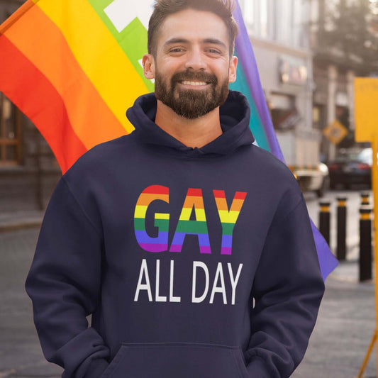Gay all day LGBTQ pride hoodie
