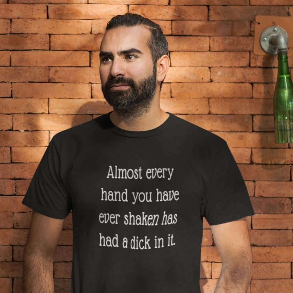 Funny handshake sexual humor dick joke T-shirt