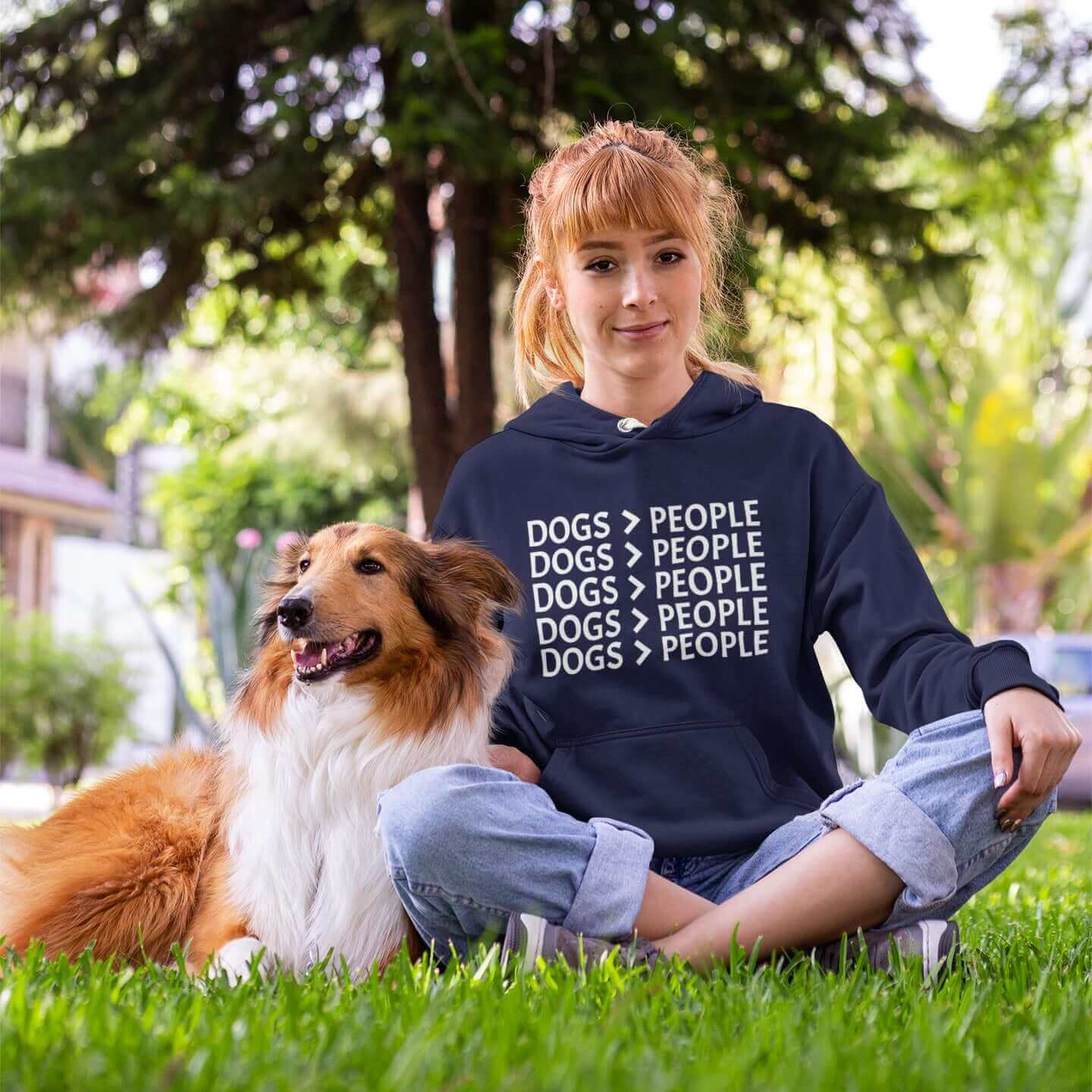 Dogs > than people hoodie. Dogs are greater than people hooded sweatshirt