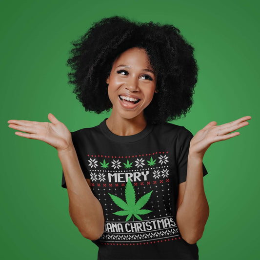 Merry Juana Christmas marijuana 420 humor ugly christmas sweater printed shirt