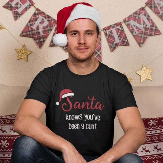 Santa knows you've been bad Christmas holiday t-shirt
