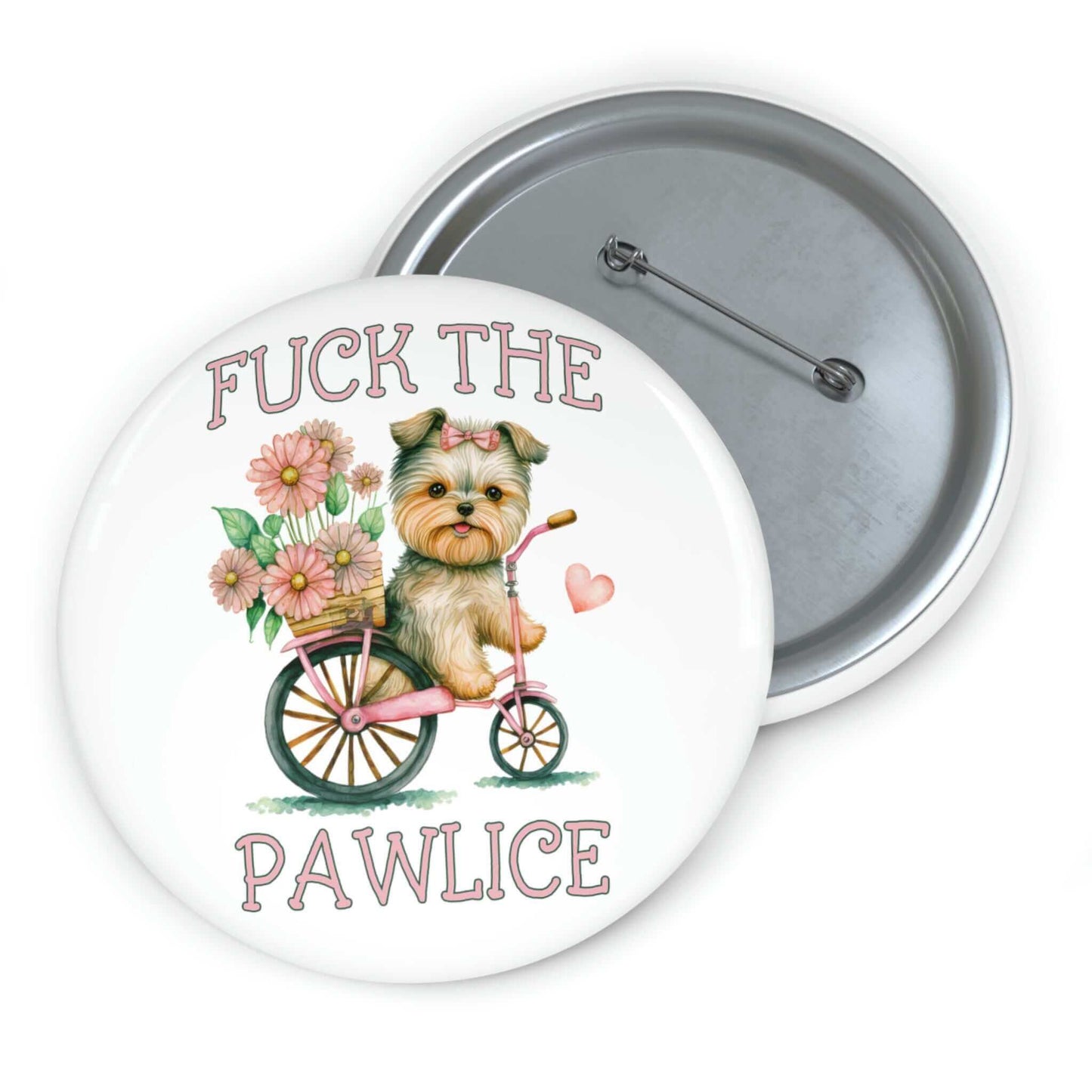 Fuck the pawlice cute puppy pin-back button