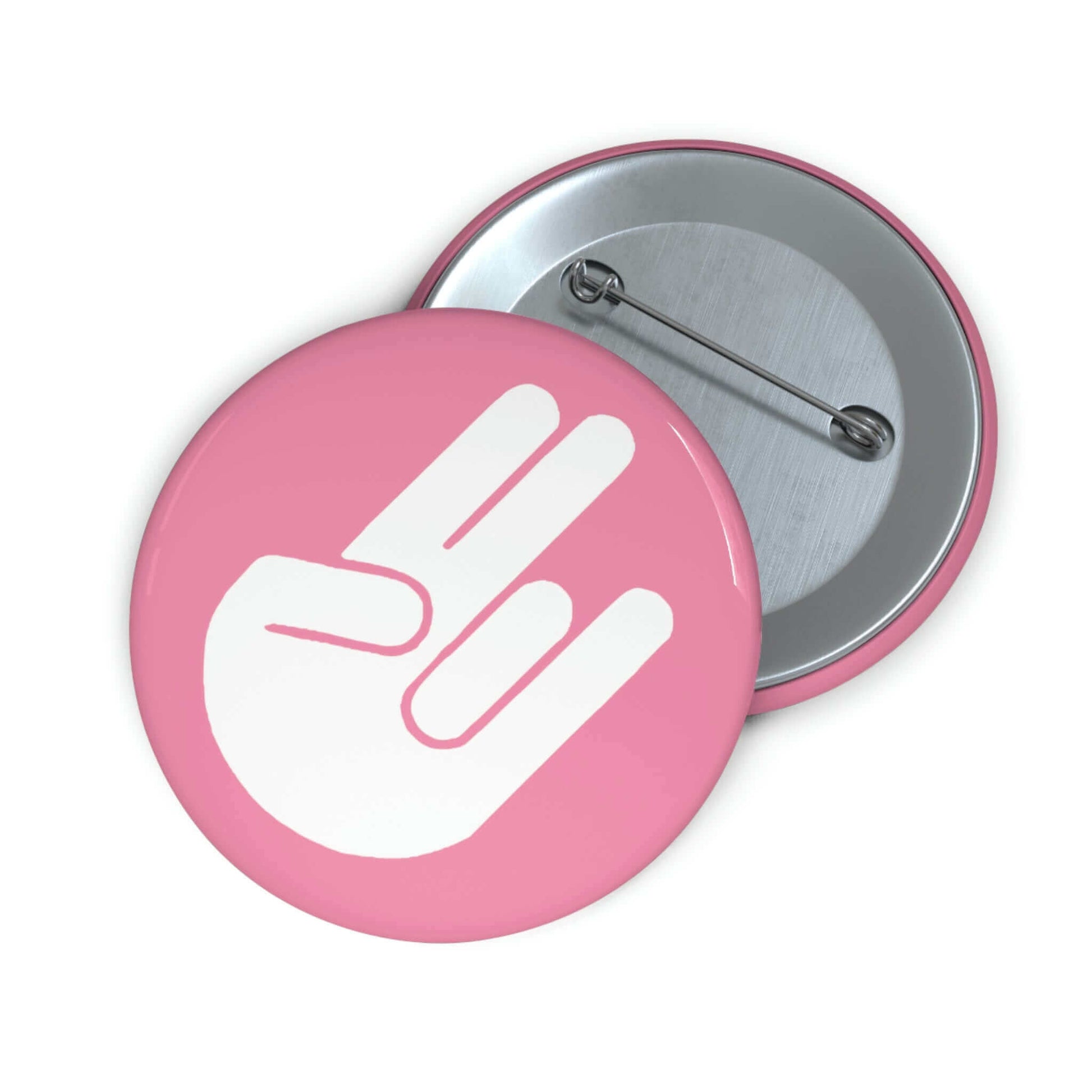 The shocker symbol on pink background pinback button.