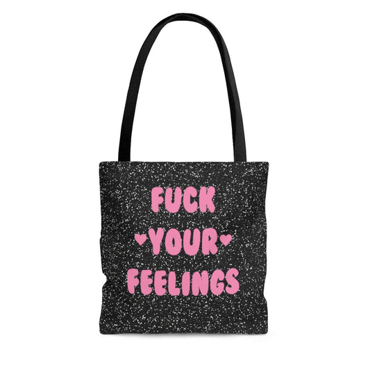 Fuck your feelings pink heart printed tote bag