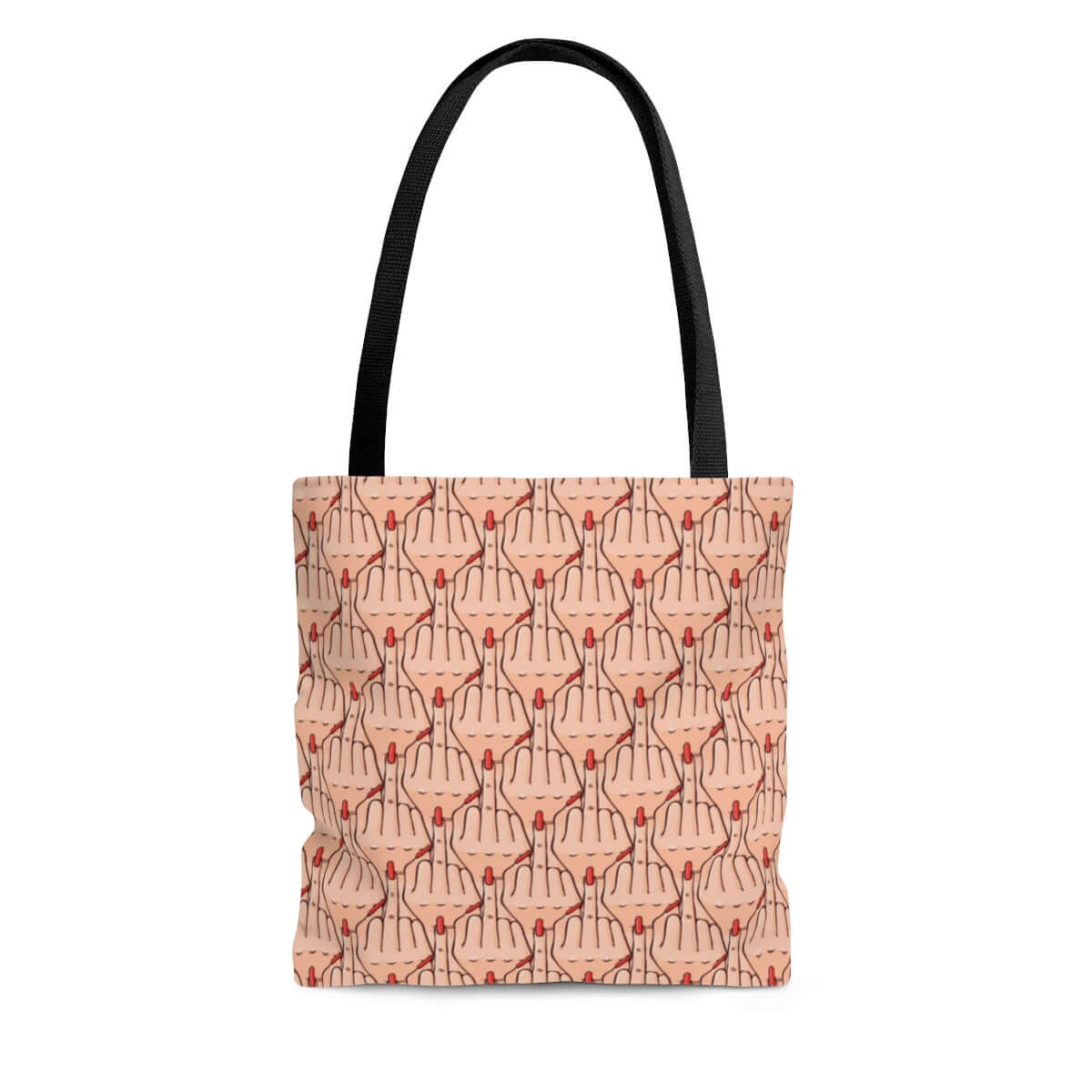 tote bag with all over printed middle fingers