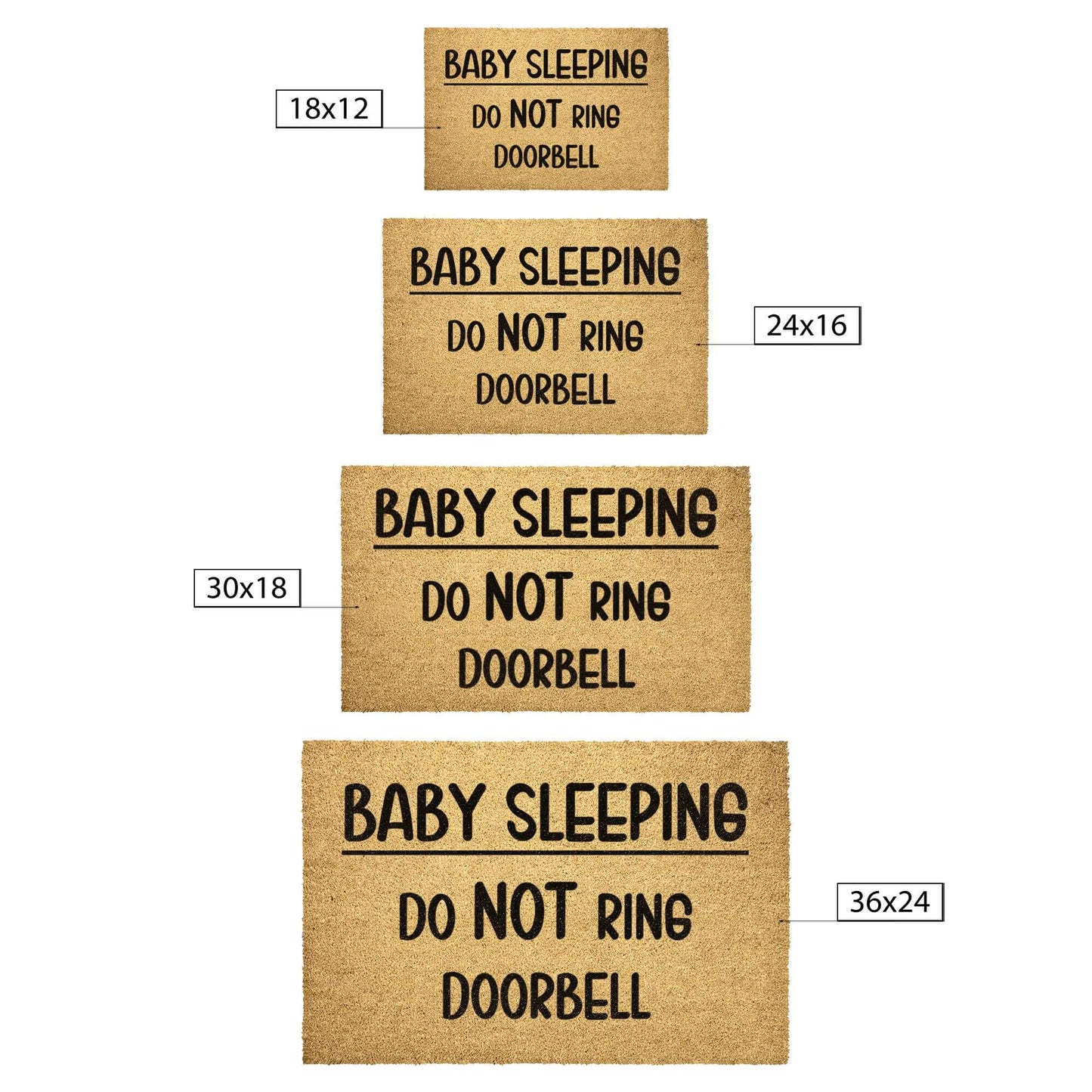 Baby sleeping. Do not ring doorbell doormat