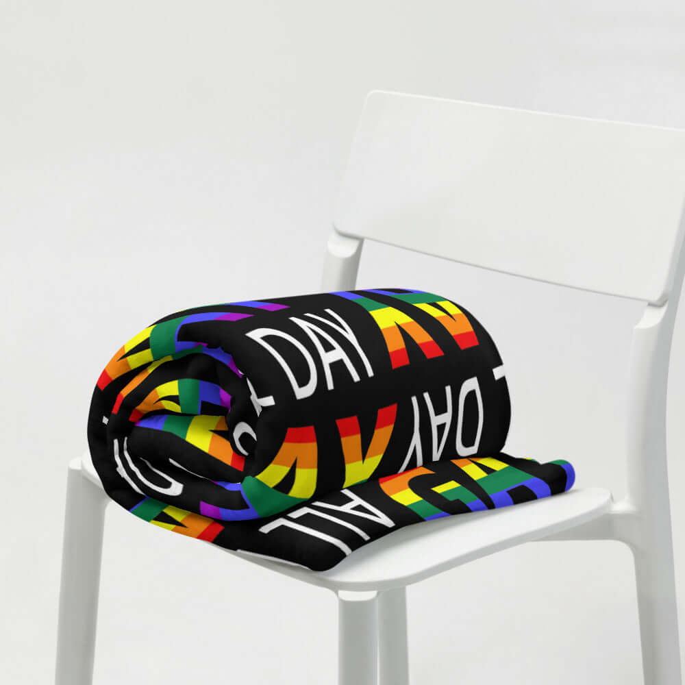 Gay all day pride fleece throw blanket