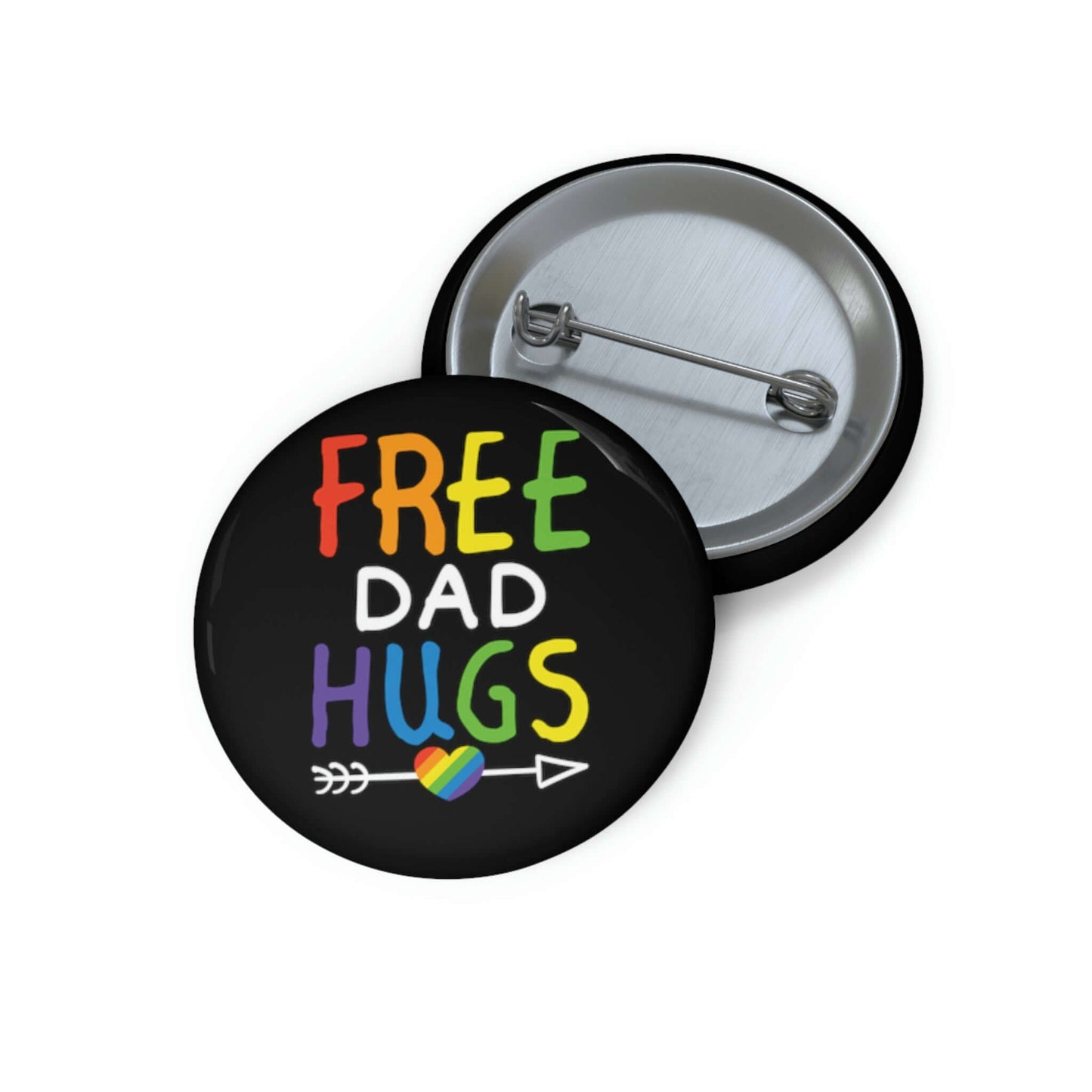 Free Dad hugs rainbow pride LGBTQA ally support pinback button.