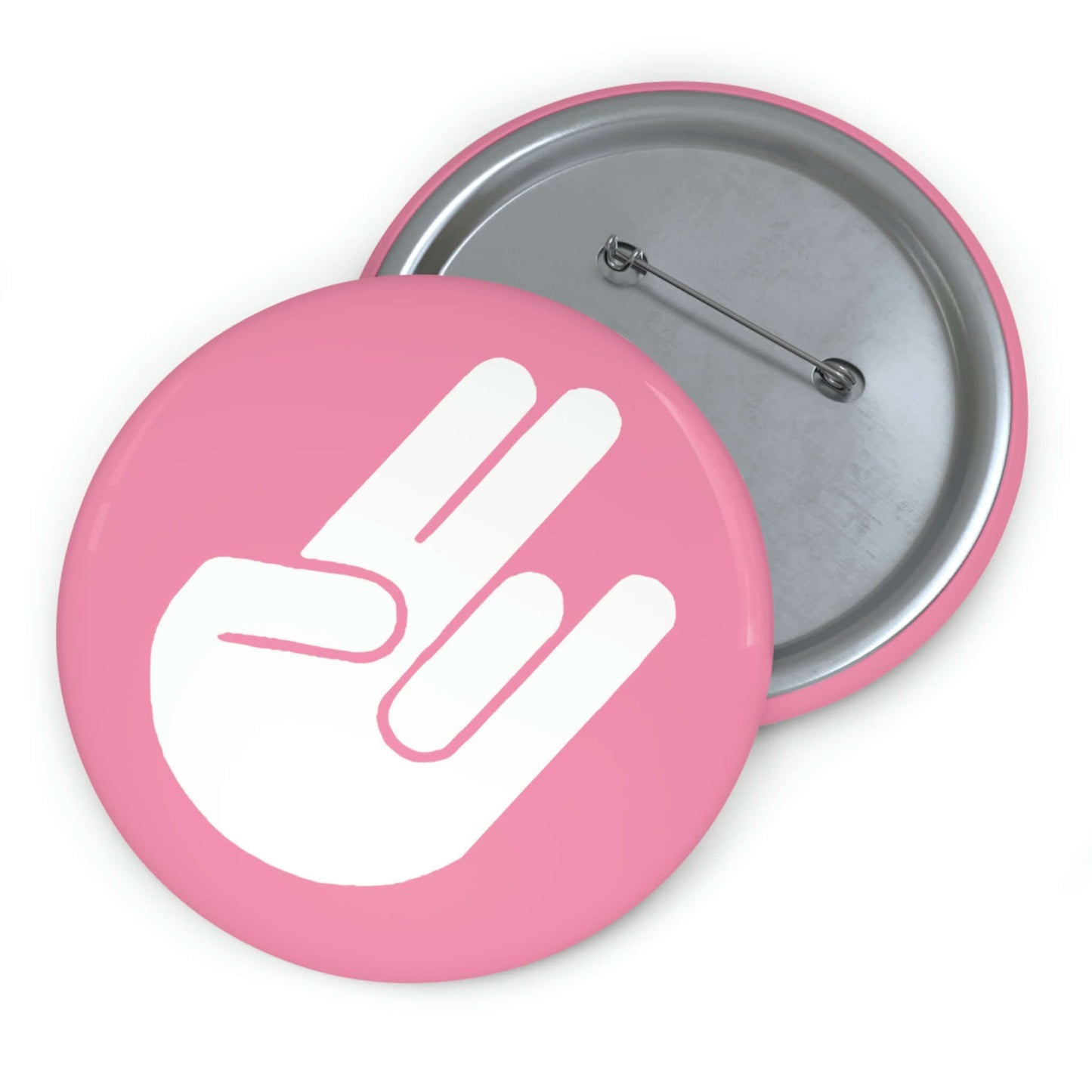 The shocker symbol on pink background pinback button.