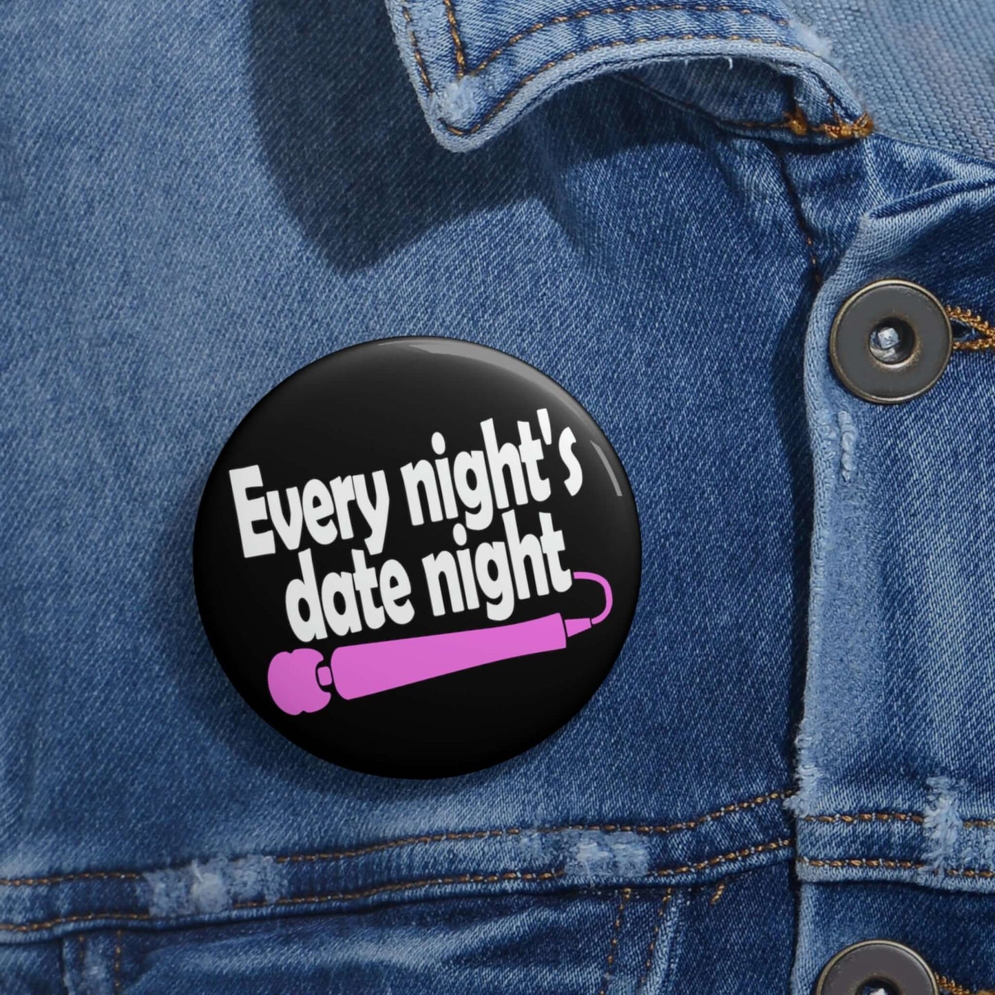 Date night magic wand pinback button