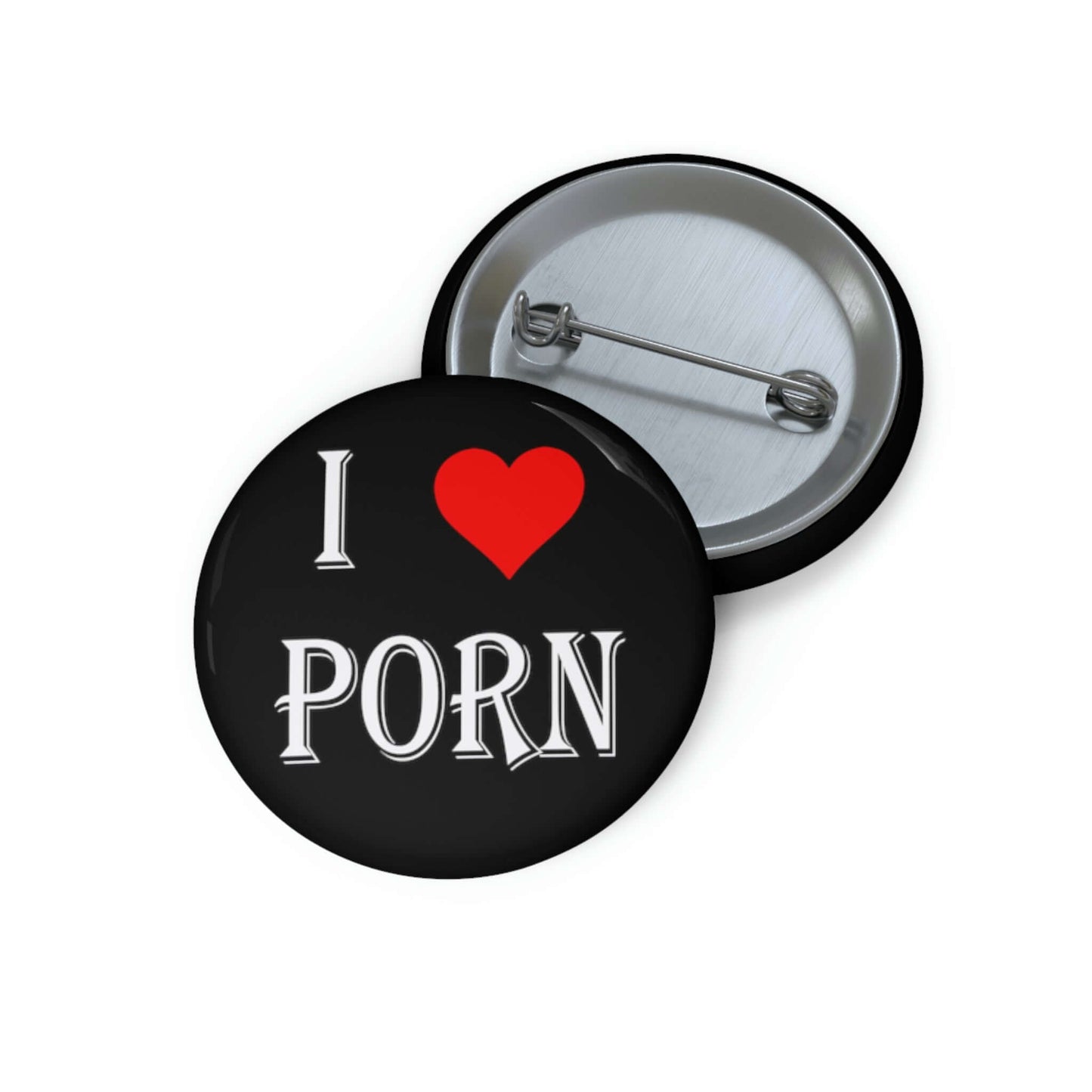 Pin-back button that says I heart porn.