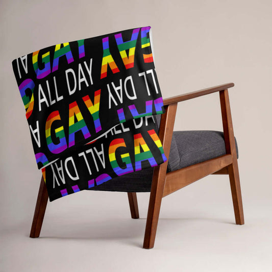 Gay all day pride fleece throw blanket