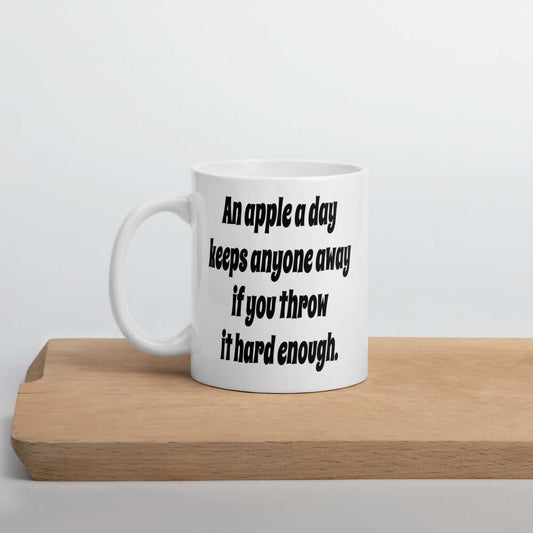 An apple a day keeps anyone away funny mug