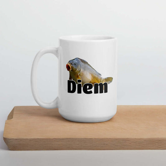 Funny Carpe Diem pun carp fish mug