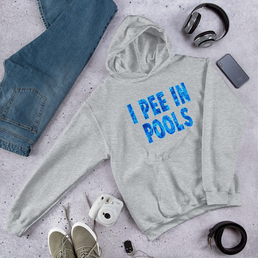 I pee in pools swimmer humor long sleeve hoodie