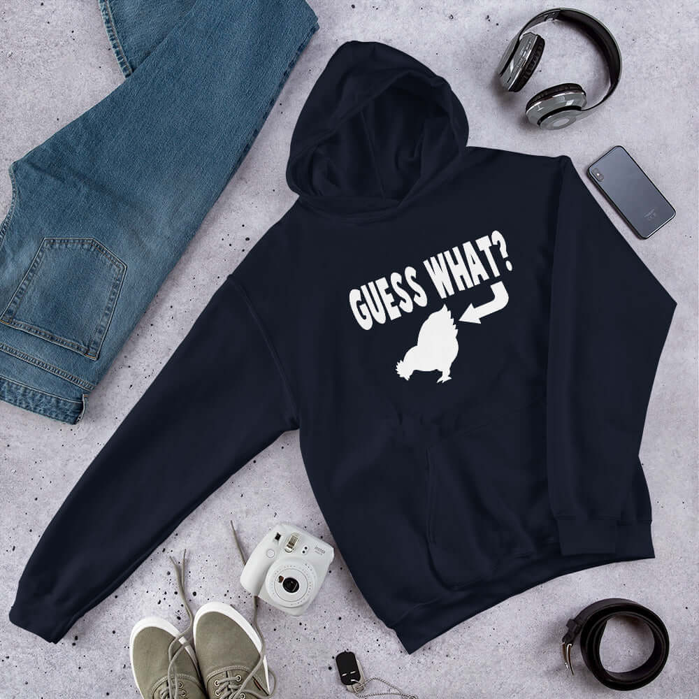 Funny Guess what? Chicken butt silly joke hoodie