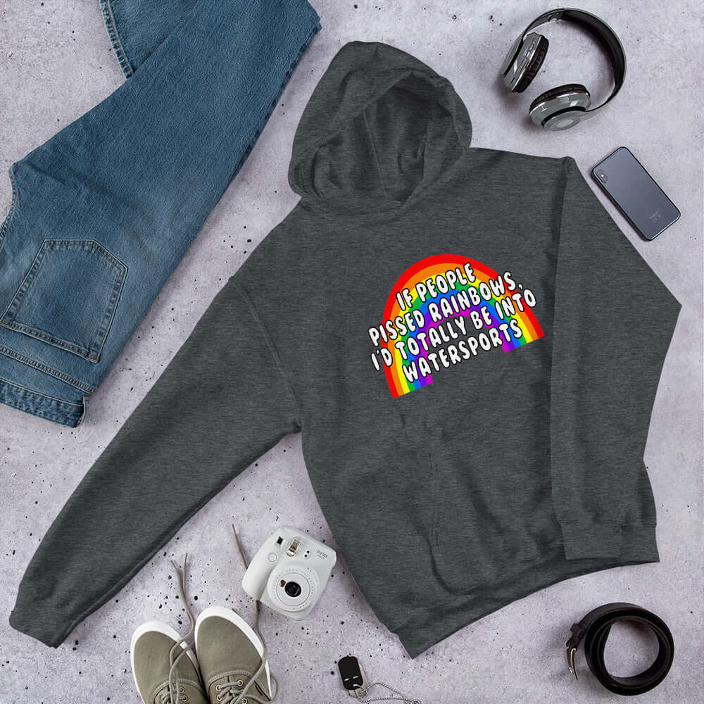 Golden showers rainbow watersports fetish joke unisex hoodie