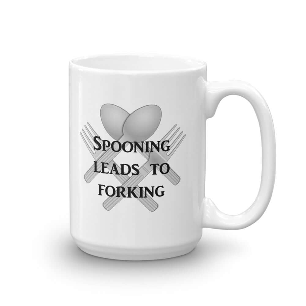 Spooning leads to forking sexual humor pun mug