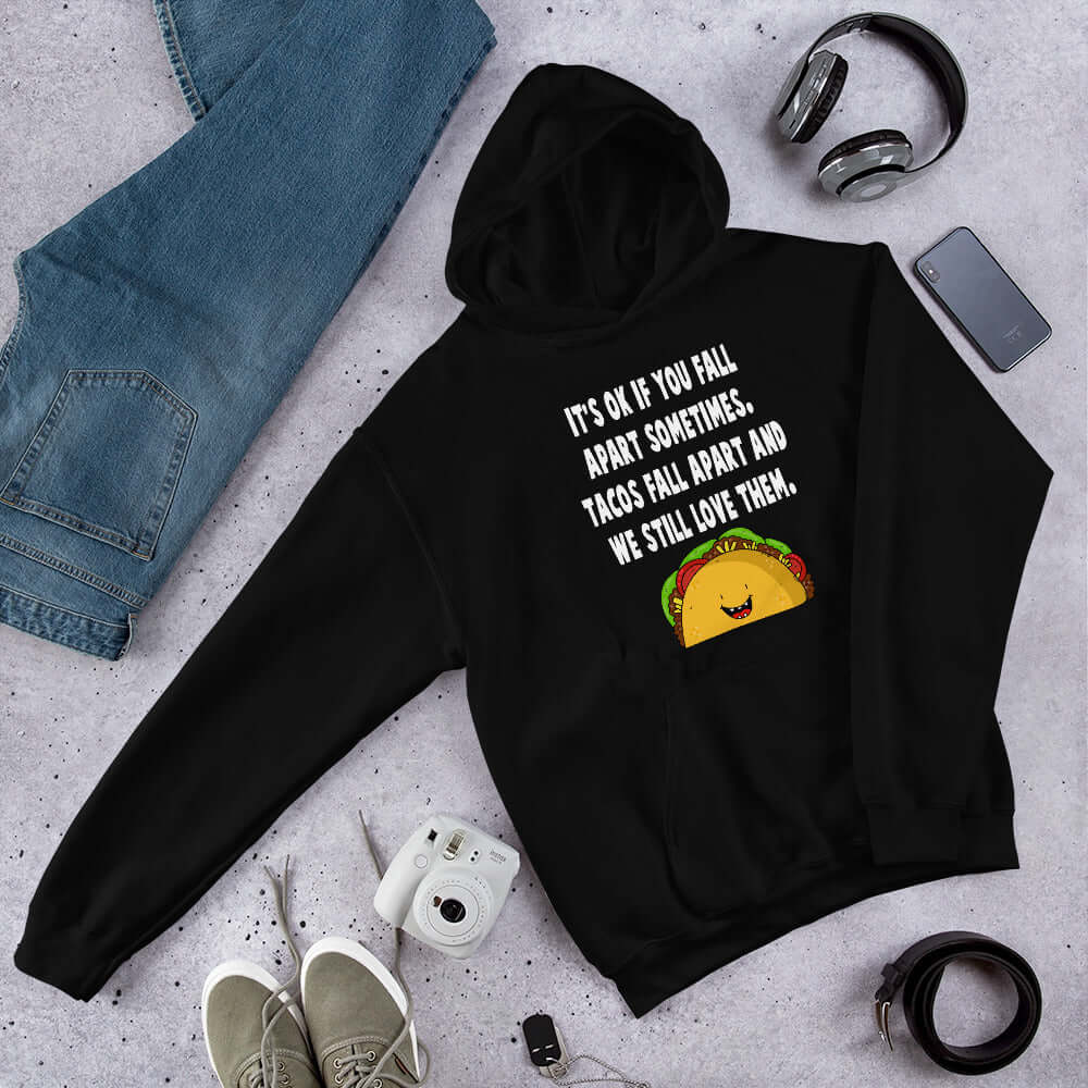 Funny fall apart taco joke hoodie