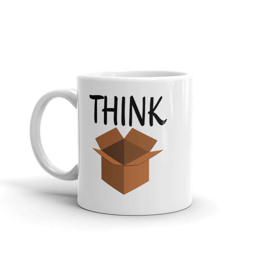 Think outside the box coffee mug