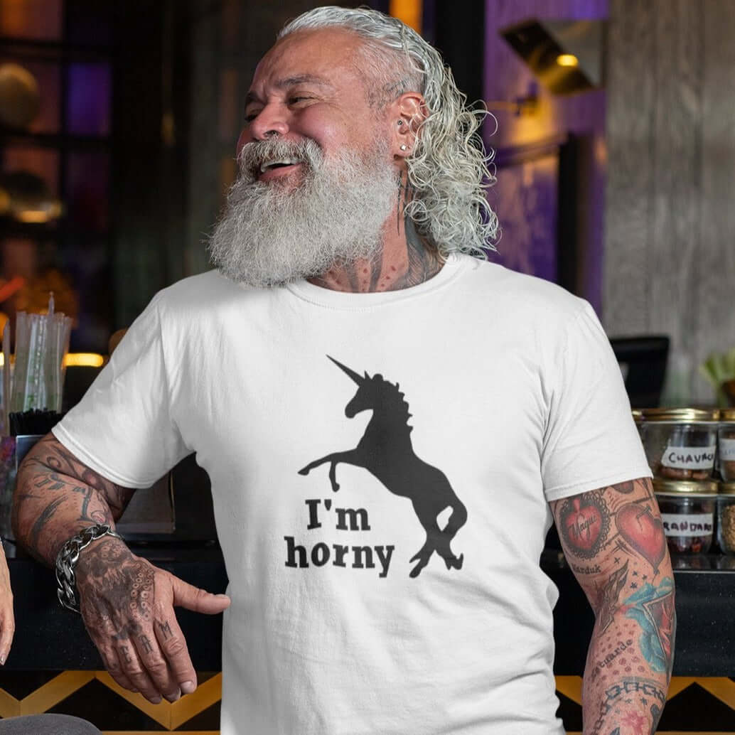 Funny I'm horny unicorn short sleeve unisex T-shirt