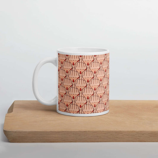 Middle finger ceramic mug.