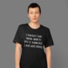 Woman wearing a black t-shirt with the text 'I thought I had social anxiety but it turns out I just hate people' printed on the front.