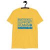 Daisy yellow t-shirt with the text 'Emotional support human. Do not pet' printed on the front.